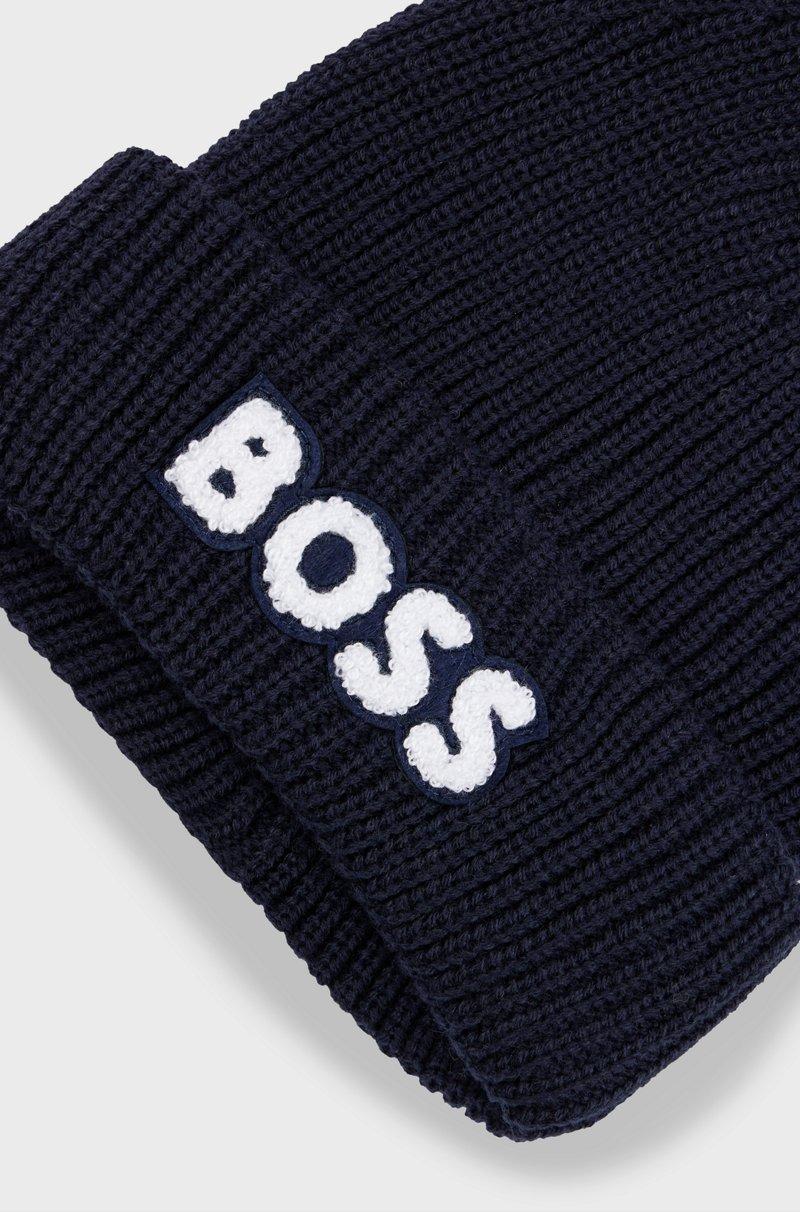 Hugo Boss Gorro de punto de doble capa para niños con detalle de la marca en felpa Descuento