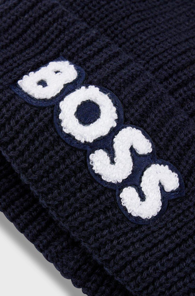 Hugo Boss Gorro de punto de doble capa para niños con detalle de la marca en felpa Descuento