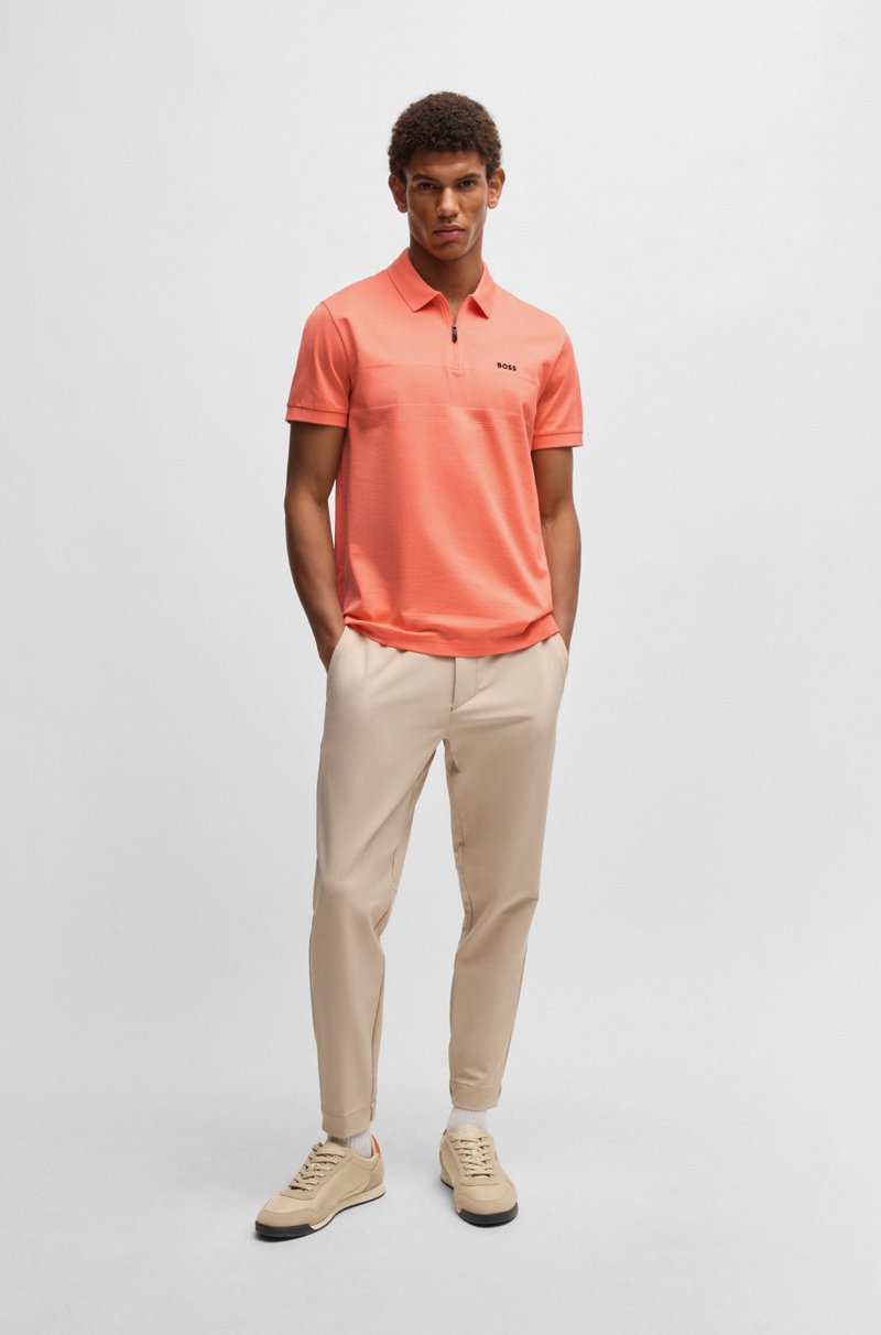 Hugo Boss Polo de algodón estructurado con cuello con cremallera Envío gratis