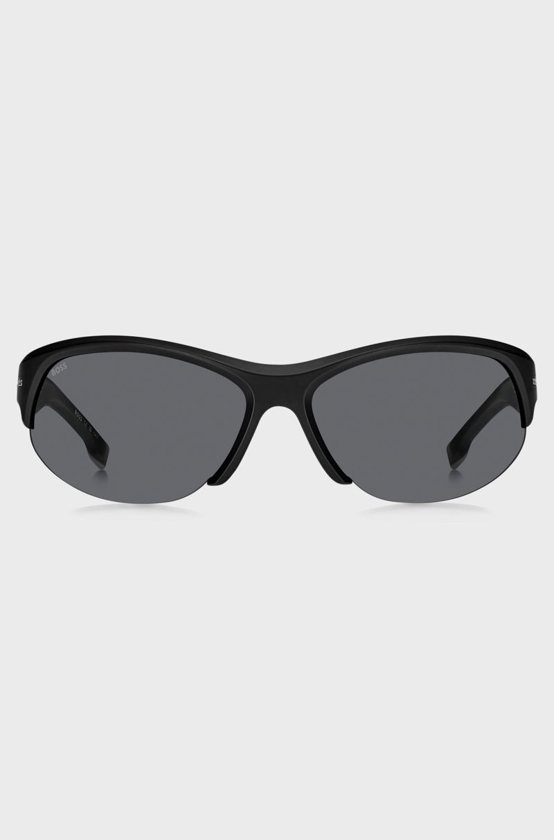 Hugo Boss Gafas de sol negras de estilo máscara con detalles metálicos plateados Últimos 2 días