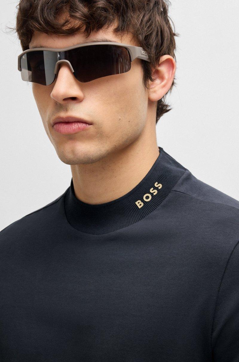 Hugo Boss Camiseta de algodón elástico con logotipo en el cuello Oferta especial de fábrica
