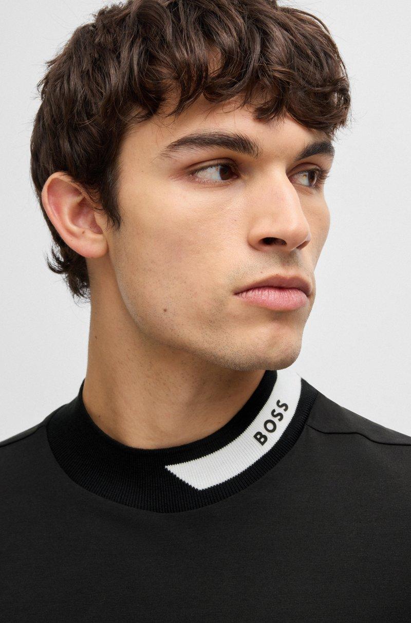 Hugo Boss Camiseta de algodón elástico con logotipo en el cuello Liquidación