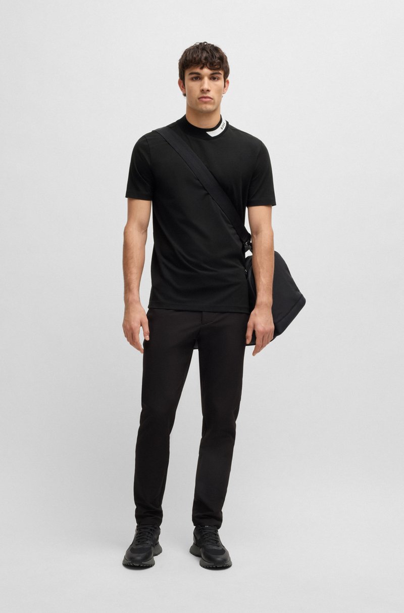 Hugo Boss Camiseta de algodón elástico con logotipo en el cuello Liquidación
