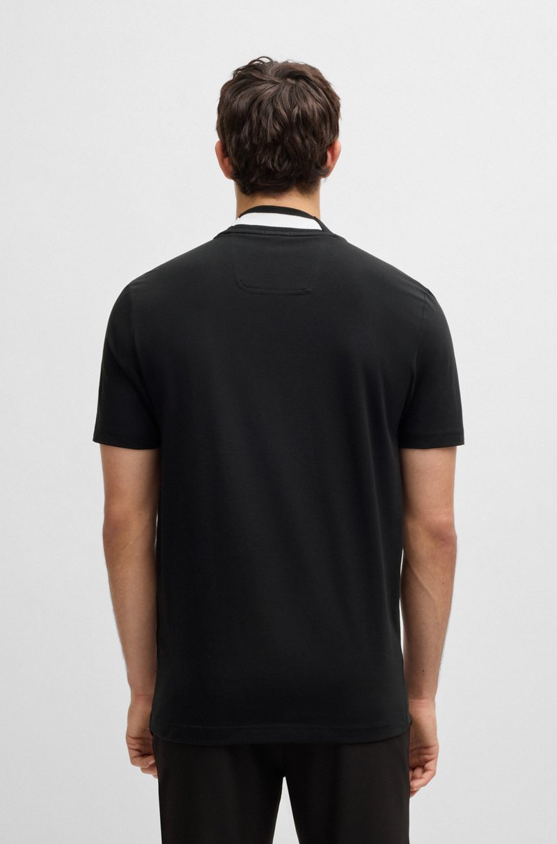 Hugo Boss Camiseta de algodón elástico con logotipo en el cuello Liquidación