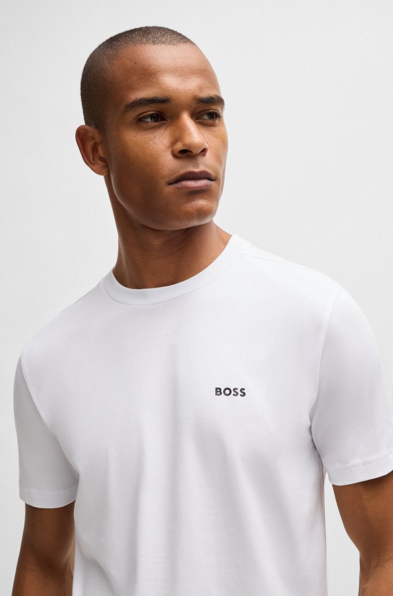 Hugo Boss Camiseta regular fit de algodón elástico con logo en contraste Ahorra y exporta