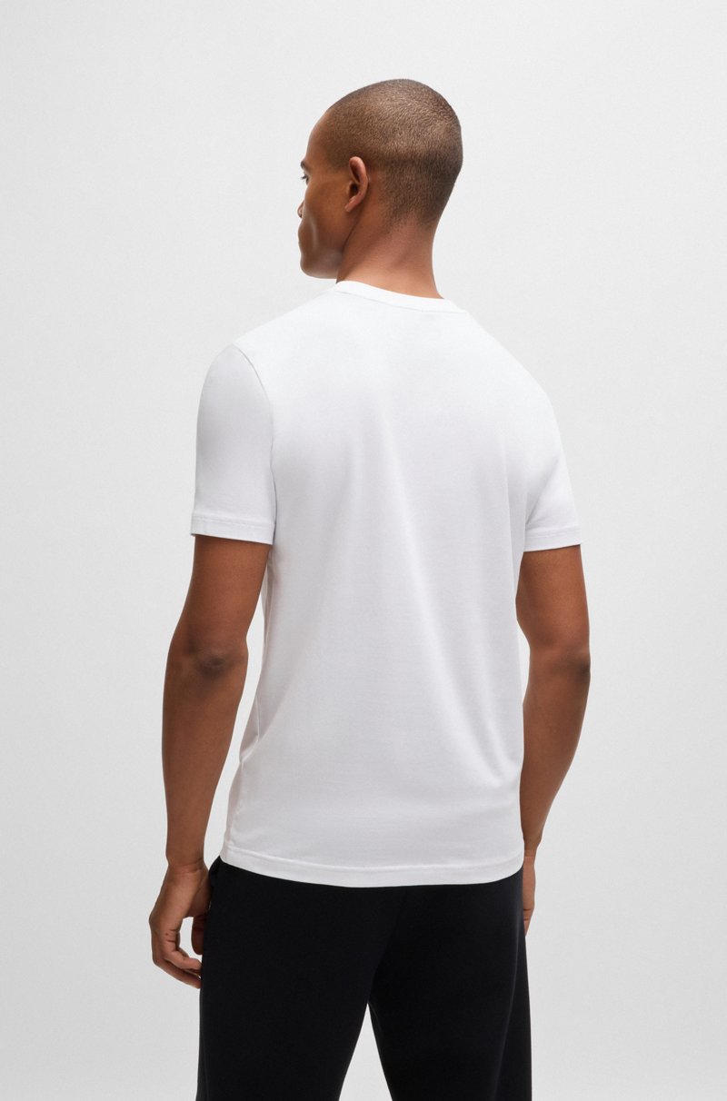 Hugo Boss Camiseta regular fit de algodón elástico con logo en contraste Ahorra y exporta