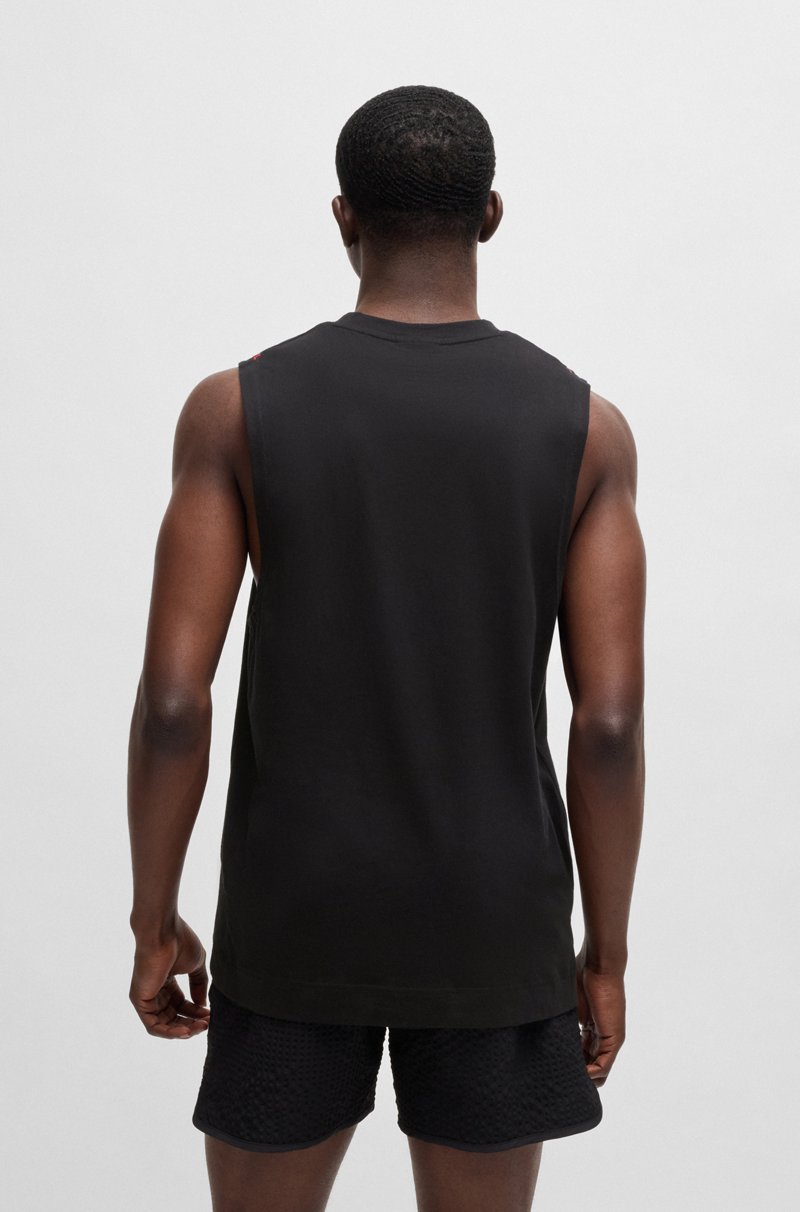 Hugo Boss Camiseta de tirantes de punto de algodón con logo apilado bordado En oferta