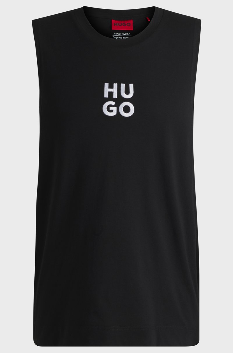 Hugo Boss Camiseta de tirantes de punto de algodón con logo apilado bordado En oferta