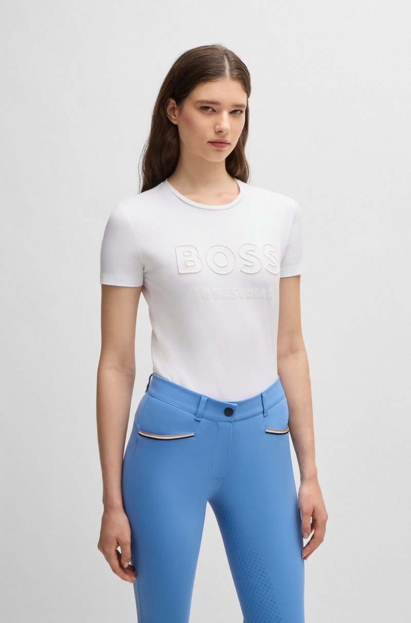 Hugo Boss Camiseta de equitación en algodón elástico con logo bordado Ofertas especiales