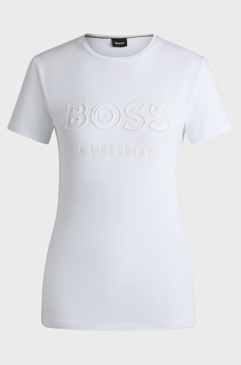 Hugo Boss Camiseta de equitación en algodón elástico con logo bordado Ofertas especiales