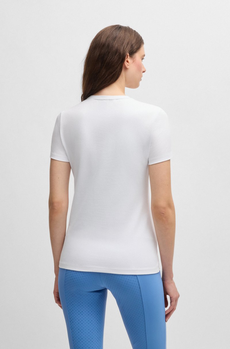 Hugo Boss Camiseta de equitación en algodón elástico con logo bordado Ofertas especiales