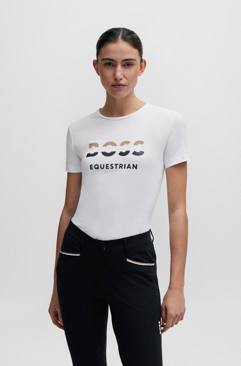 Hugo Boss Camiseta de equitación en algodón elástico con detalles de logo Rebajas