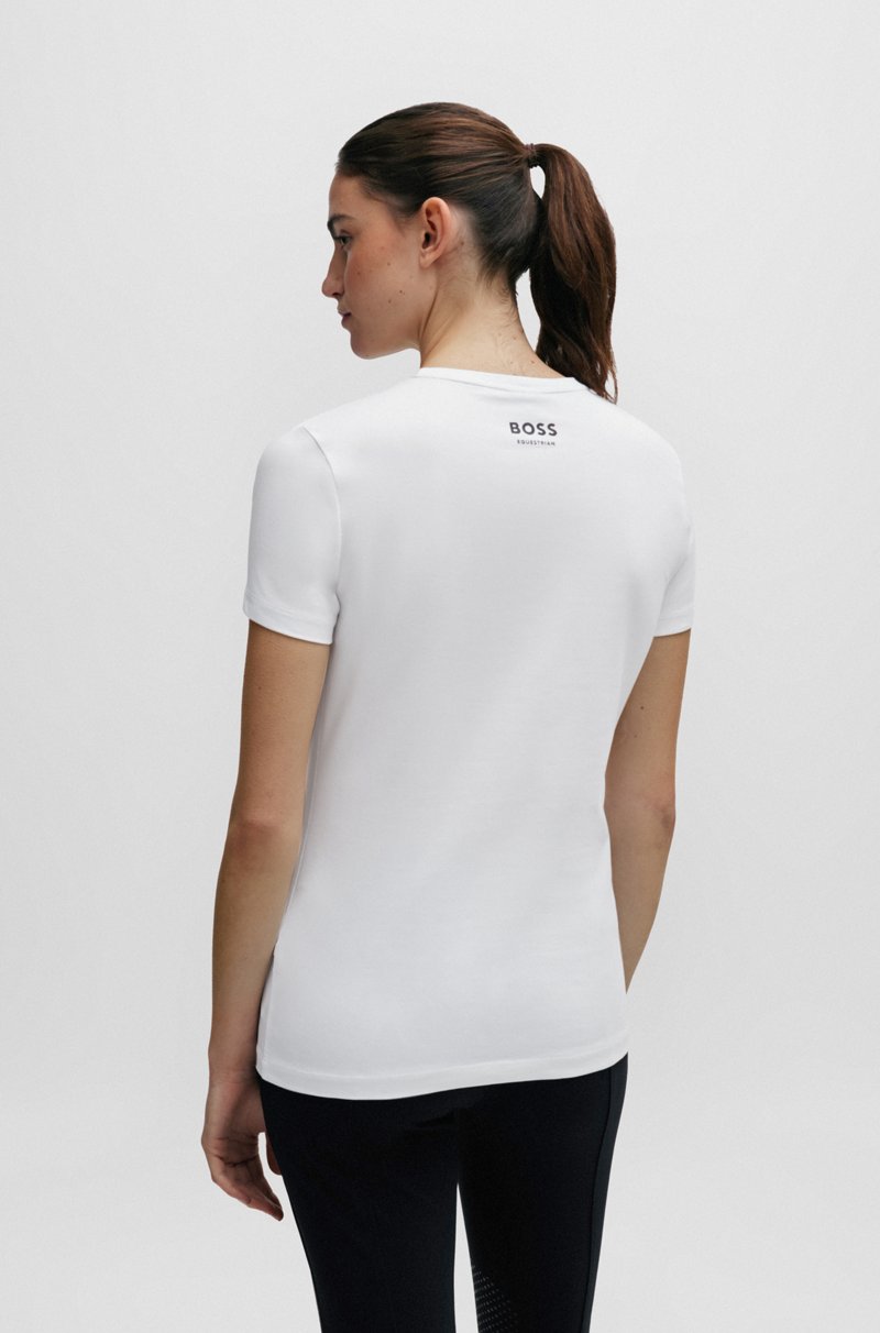 Hugo Boss Camiseta de equitación en algodón elástico con detalles de logo Rebajas