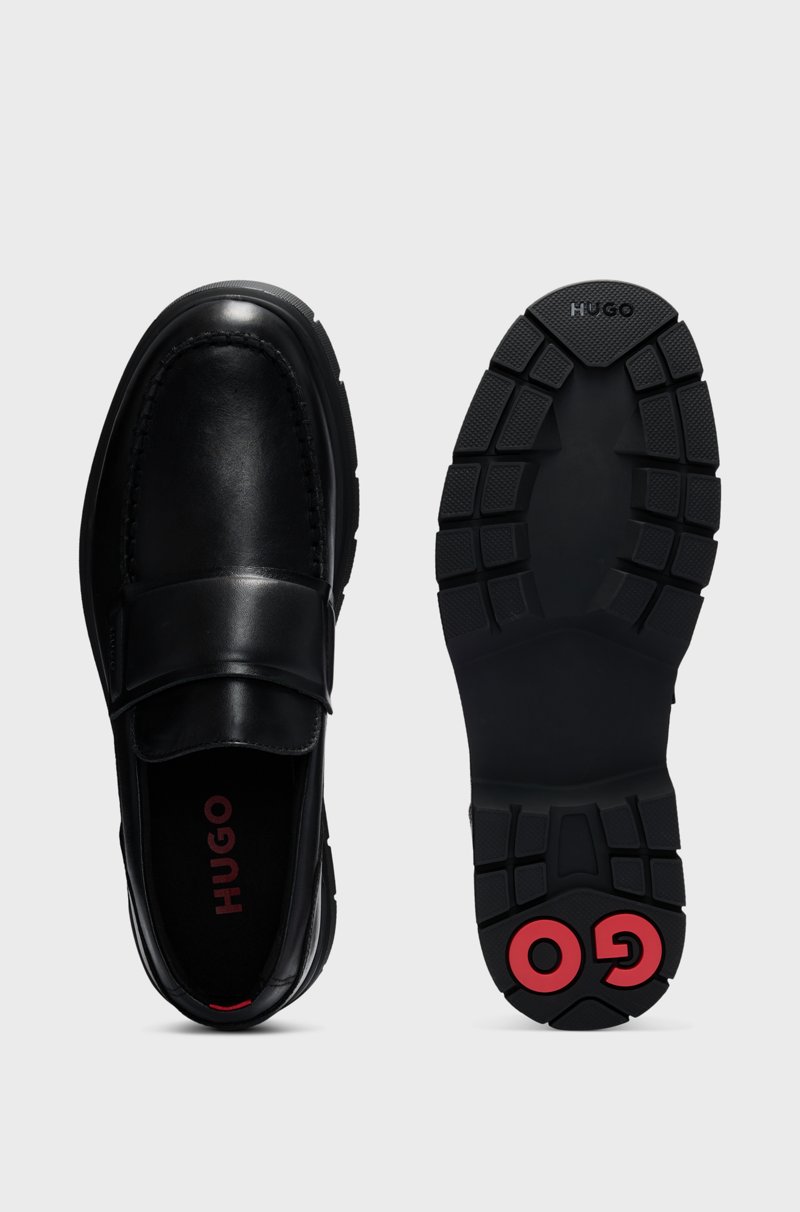 Hugo Boss Mocasines de piel con costuras dobles Últimos 3 días