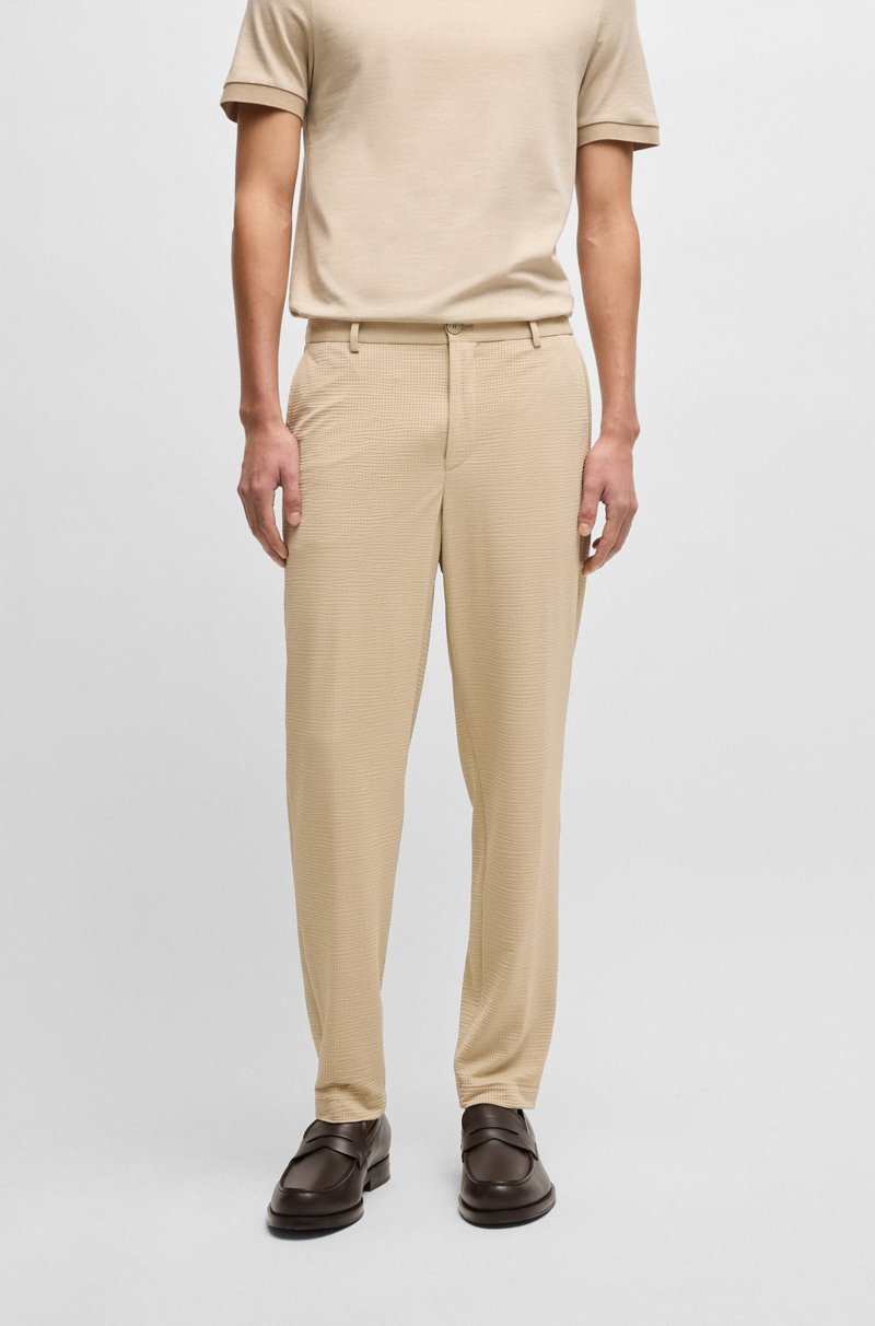 Hugo Boss Pantalones formales lavables en tejido de sirsaca elástico Último día