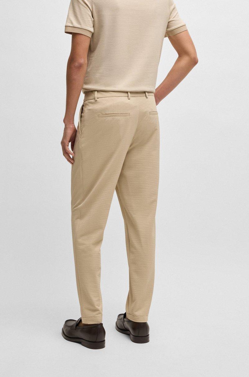 Hugo Boss Pantalones formales lavables en tejido de sirsaca elástico Último día