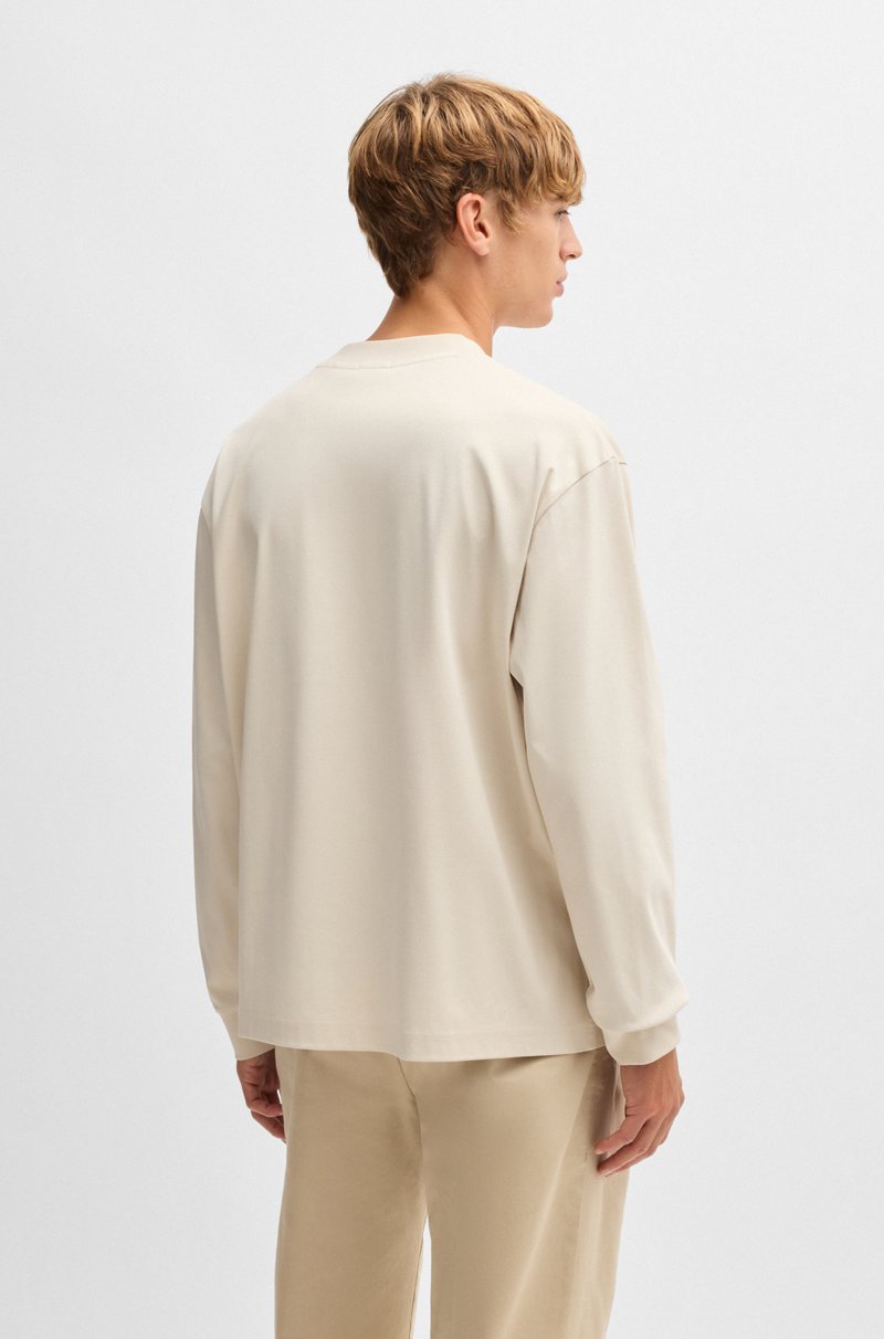 Hugo Boss Camiseta de manga larga relaxed fit en algodón mercerizado Liquidación