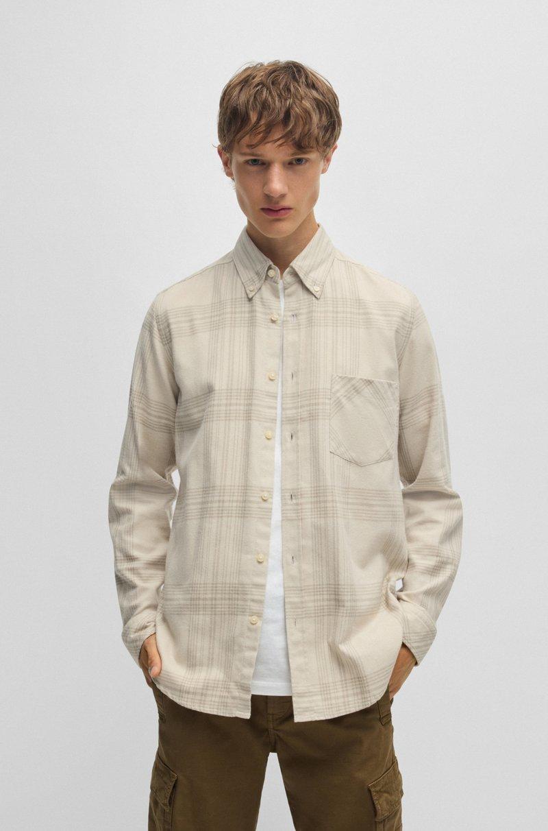 Hugo Boss Camisa regular fit de franela de algodón