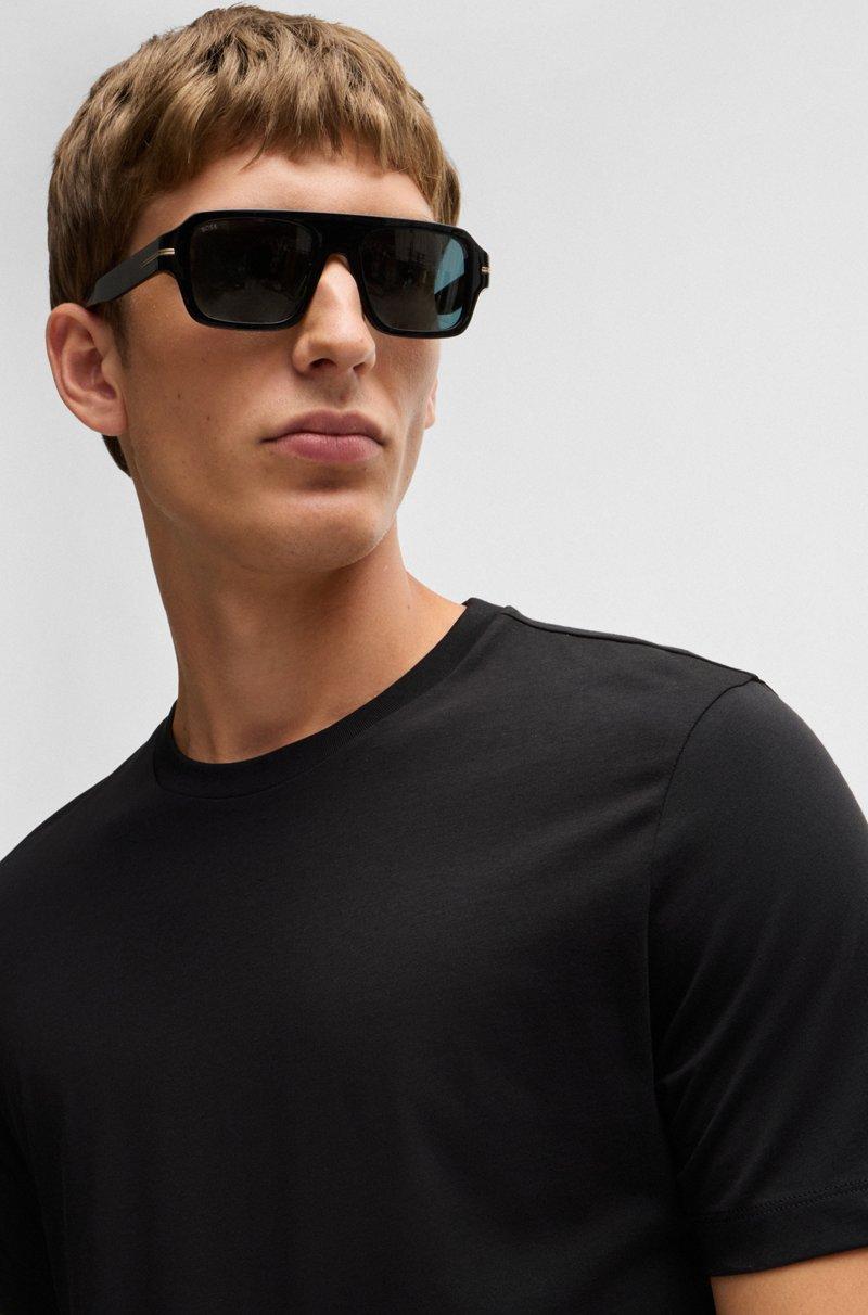 Hugo Boss Camiseta regular fit de punto de algodón con cuello acanalado En oferta