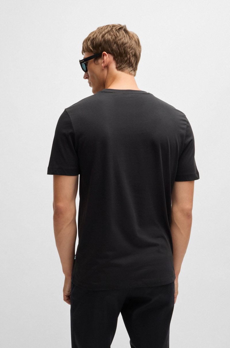 Hugo Boss Camiseta regular fit de punto de algodón con cuello acanalado En oferta