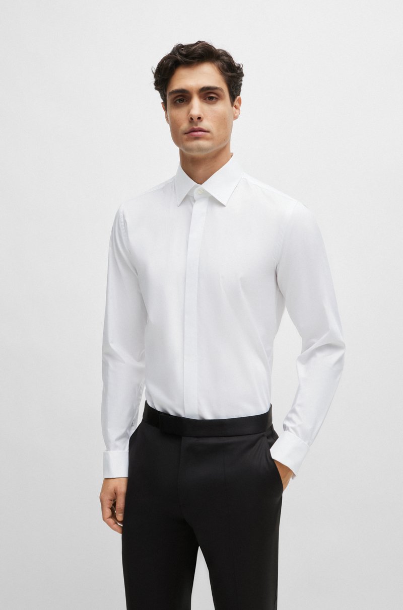 Hugo Boss Camisa de vestir slim fit en algodón elástico de planchado fácil Oferta exclusiva