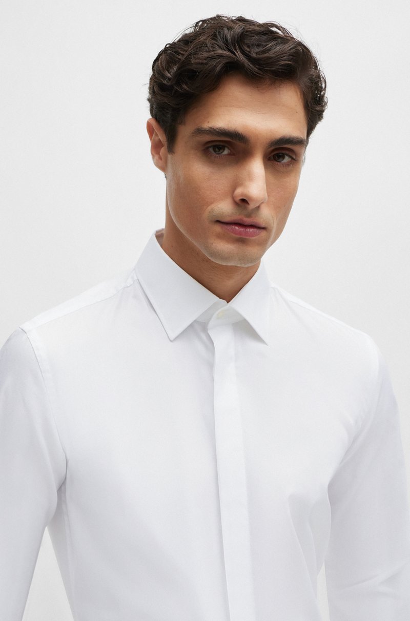 Hugo Boss Camisa de vestir slim fit en algodón elástico de planchado fácil Oferta exclusiva