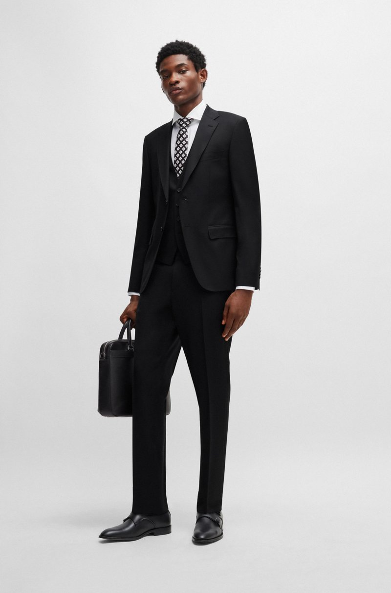 Hugo Boss Pantalones slim fit de sarga de lana virgen Última moda