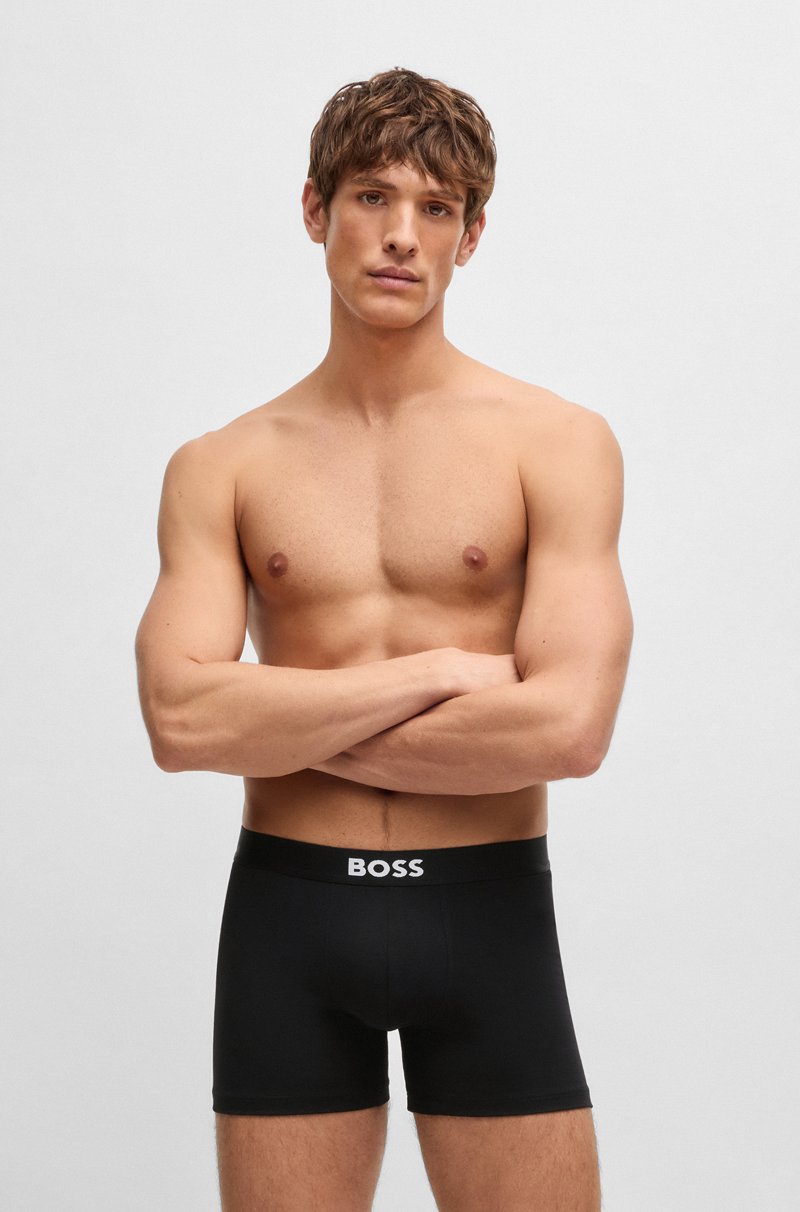 Hugo Boss Paquete de tres calzoncillos bóxer en algodón elástico con logos Grandes ahorros