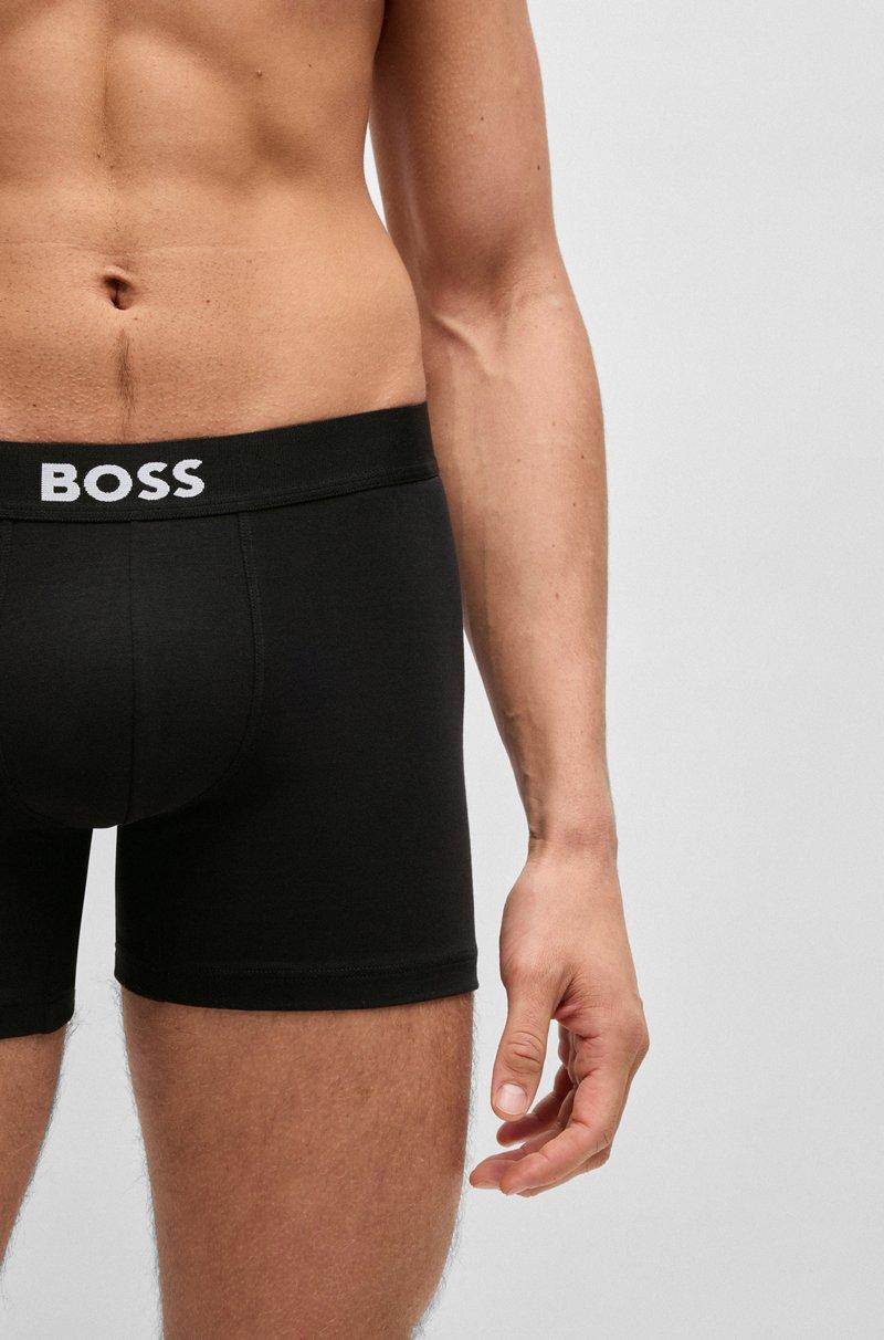 Hugo Boss Paquete de tres calzoncillos bóxer en algodón elástico con logos Grandes ahorros