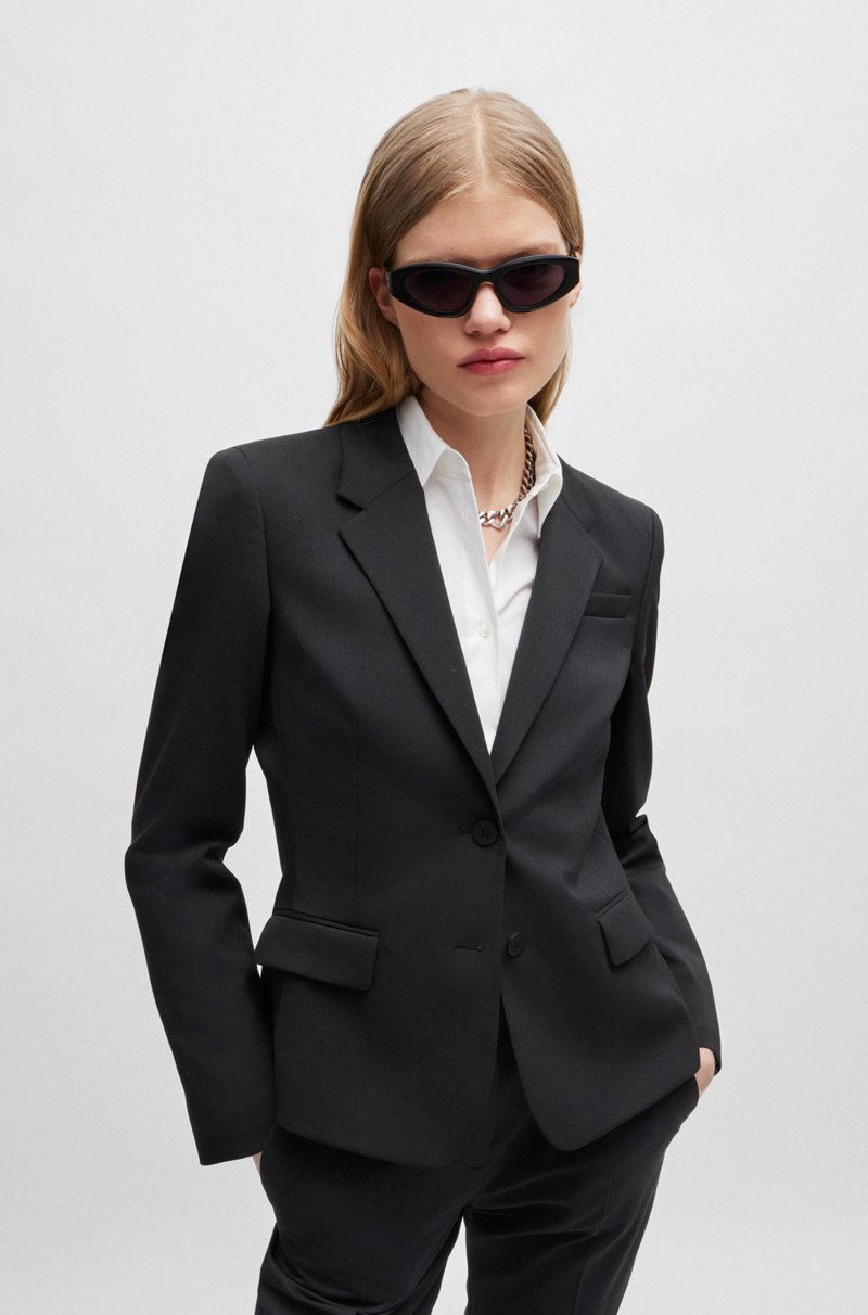 Hugo Boss Chaqueta recta en tejido elástico con solapas descendentes En línea