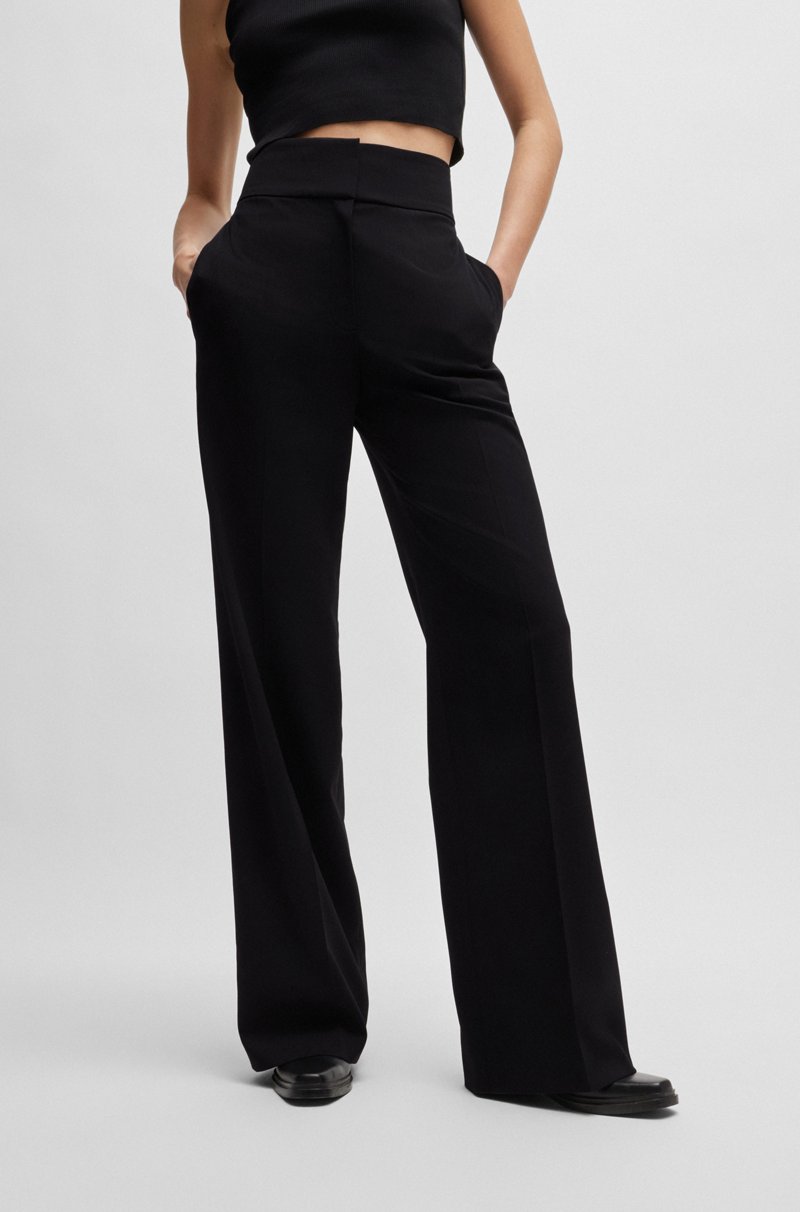 Hugo Boss Pantalones regular fit de talle alto y pernera acampanada Outlet