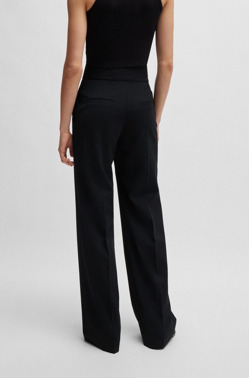 Hugo Boss Pantalones regular fit de talle alto y pernera acampanada Outlet
