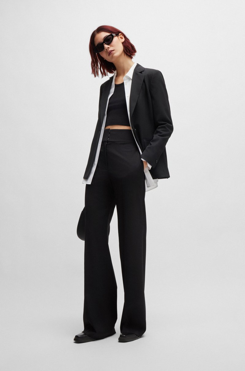 Hugo Boss Pantalones regular fit de talle alto y pernera acampanada Outlet