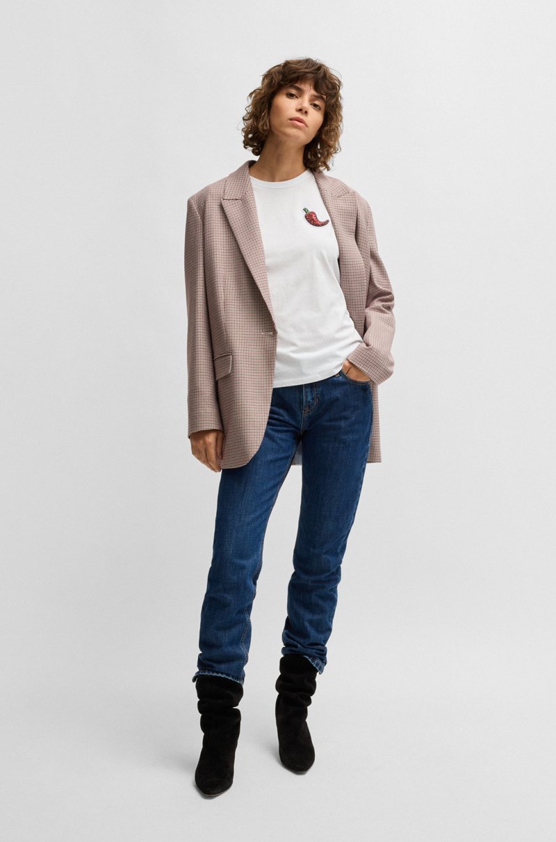 Hugo Boss Camiseta ajustada de algodón con chile con tachuelas de cristal Venta caliente
