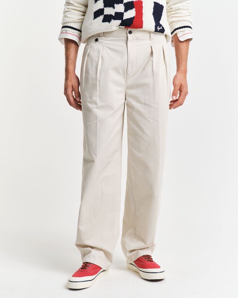 Gant Pantalones chinos de pinzas Relaxed Fit en sarga de algodón Rebajas de fábrica