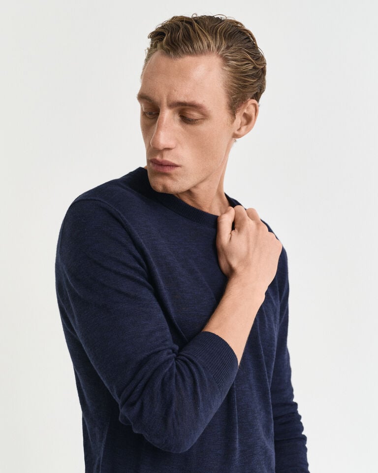 Gant Jersey de cuello redondo en mezcla de lino Mejor oferta