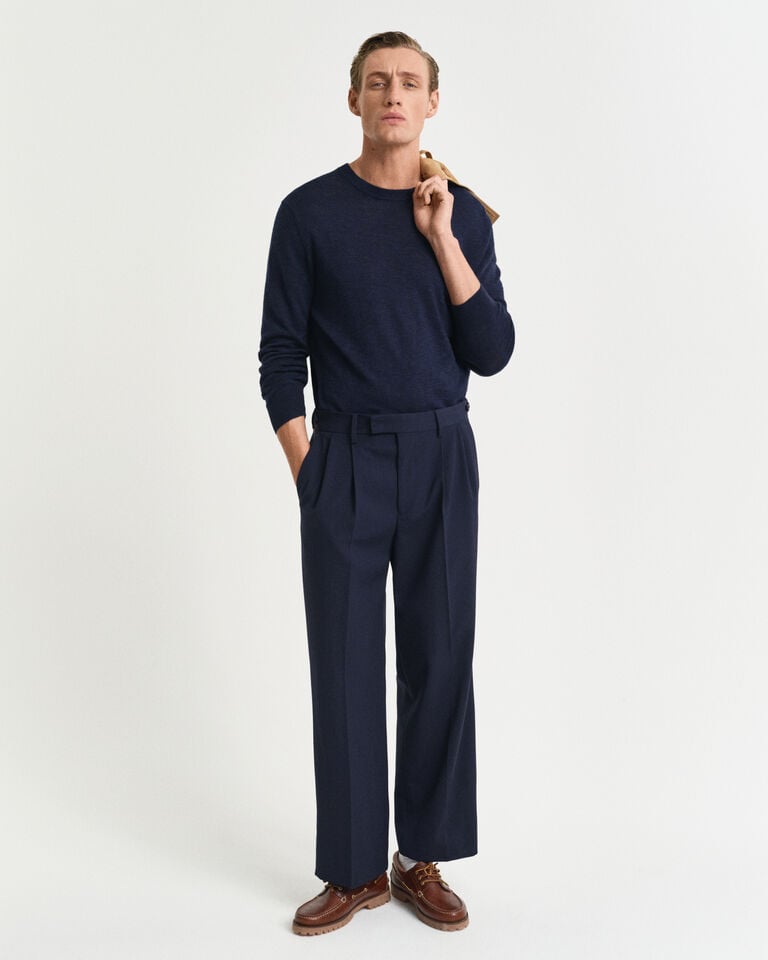 Gant Jersey de cuello redondo en mezcla de lino Mejor oferta