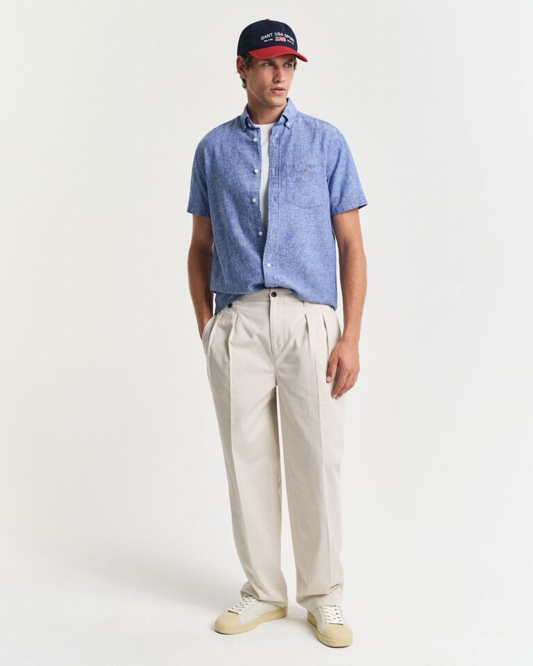 Gant Camisa Regular Fit de manga corta en algodón y lino Oferta especial de fábrica