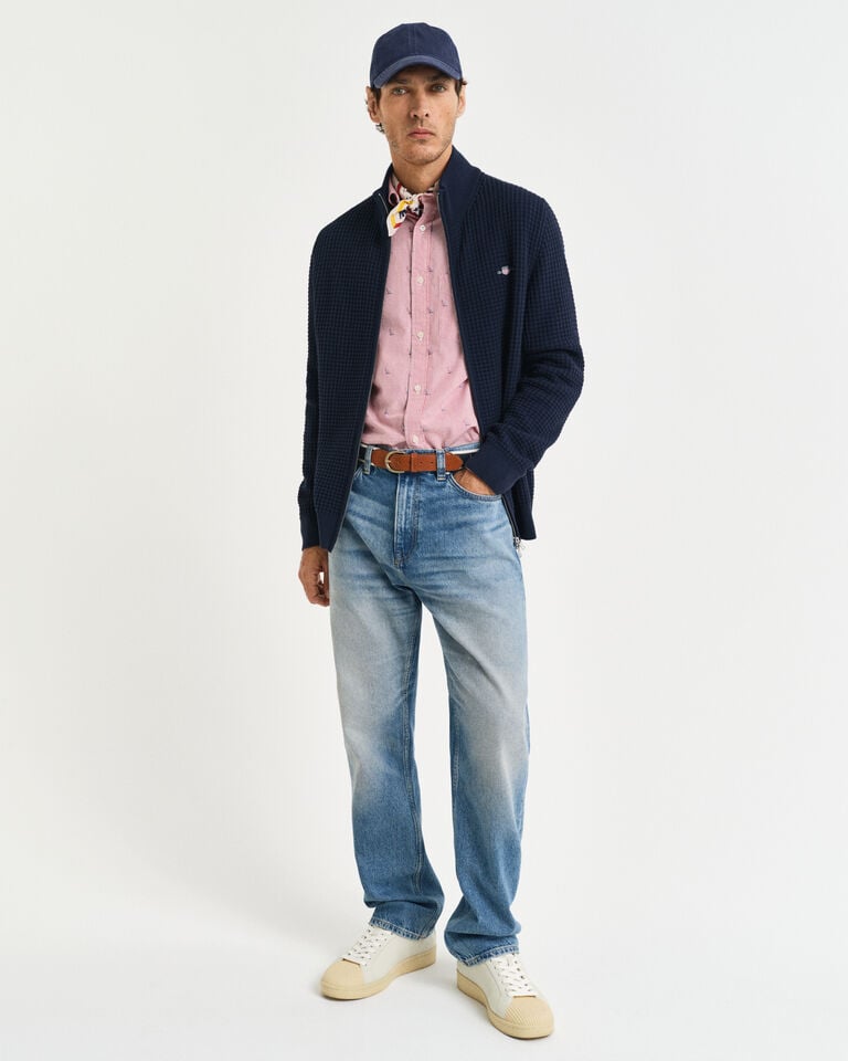 Gant Cárdigan de algodón con cremallera y textura Precios de Black Friday