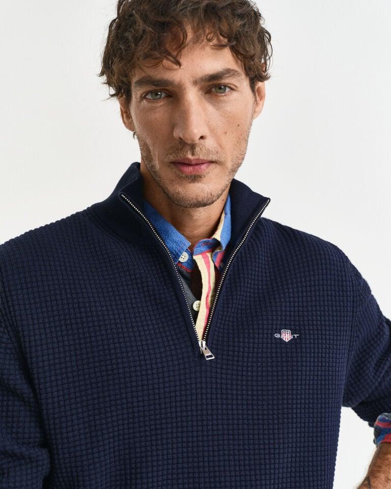 Gant Jersey de algodón con media cremallera y textura Descuento por venta flash