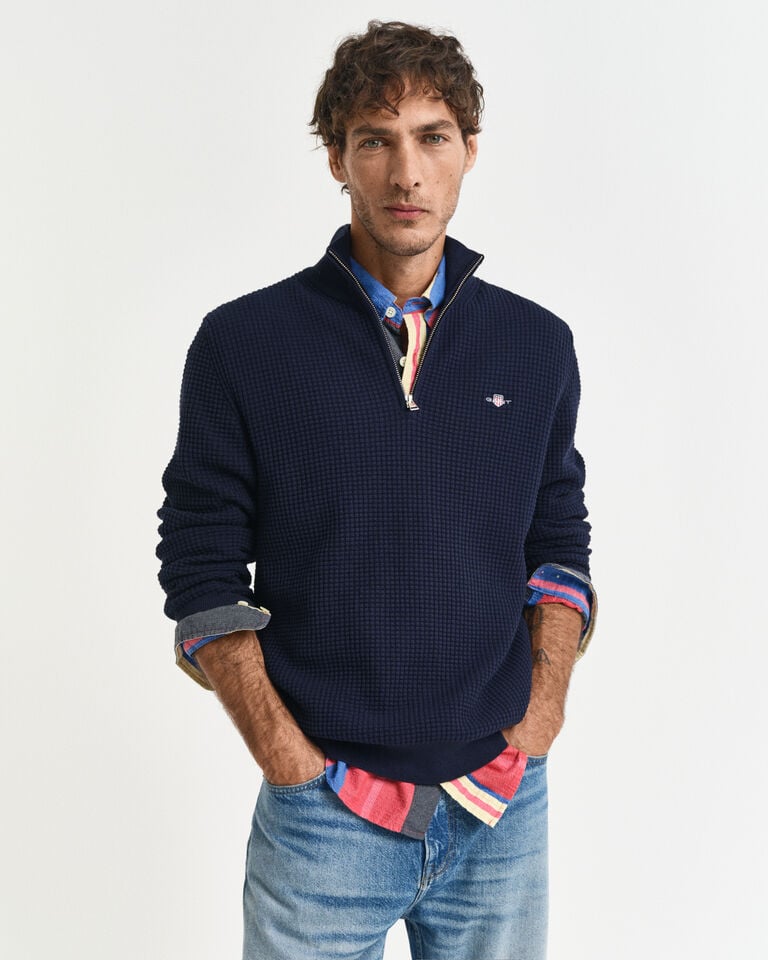 Gant Jersey de algodón con media cremallera y textura Descuento por venta flash