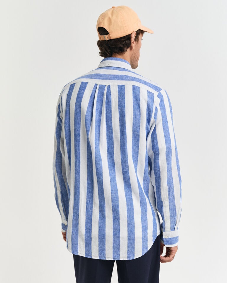 Gant Camisa Regular Fit de lino y algodón a rayas llamativas Liquidación
