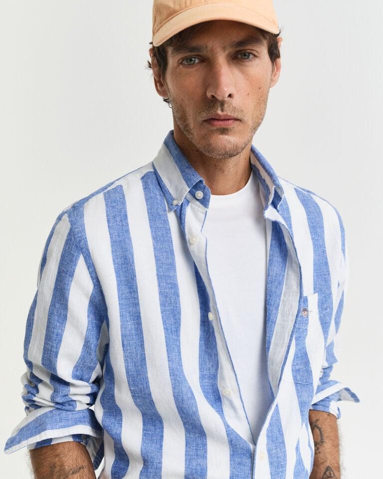 Gant Camisa Regular Fit de lino y algodón a rayas llamativas Liquidación