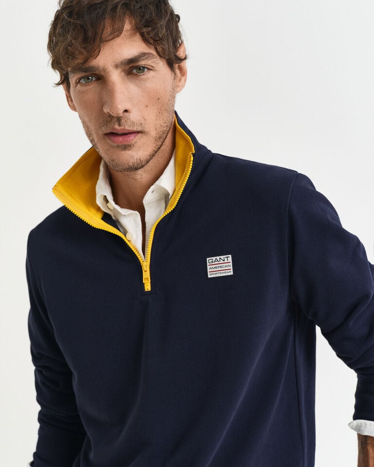 Gant Sudadera con media cremallera en contraste Tienda de fábrica