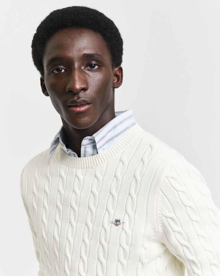 Gant Jersey de cuello redondo y punto de ochos en algodón Última moda
