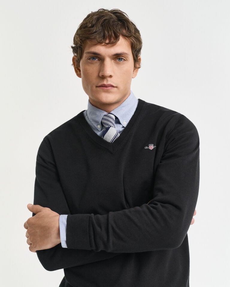 Gant Jersey clásico de algodón con cuello de pico Descuento por venta flash