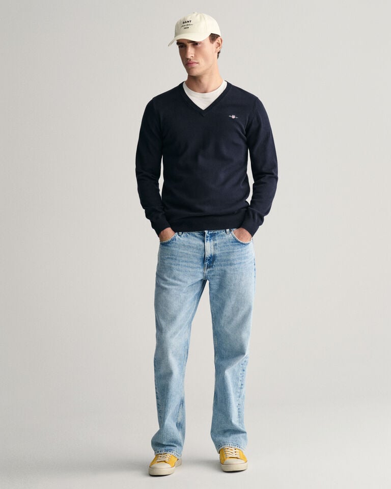 Gant Jersey clásico de algodón con cuello de pico Rebajas de fin de temporada