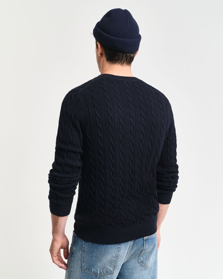 Gant Jersey de cuello redondo y punto de ochos en algodón Precio ultrabajo