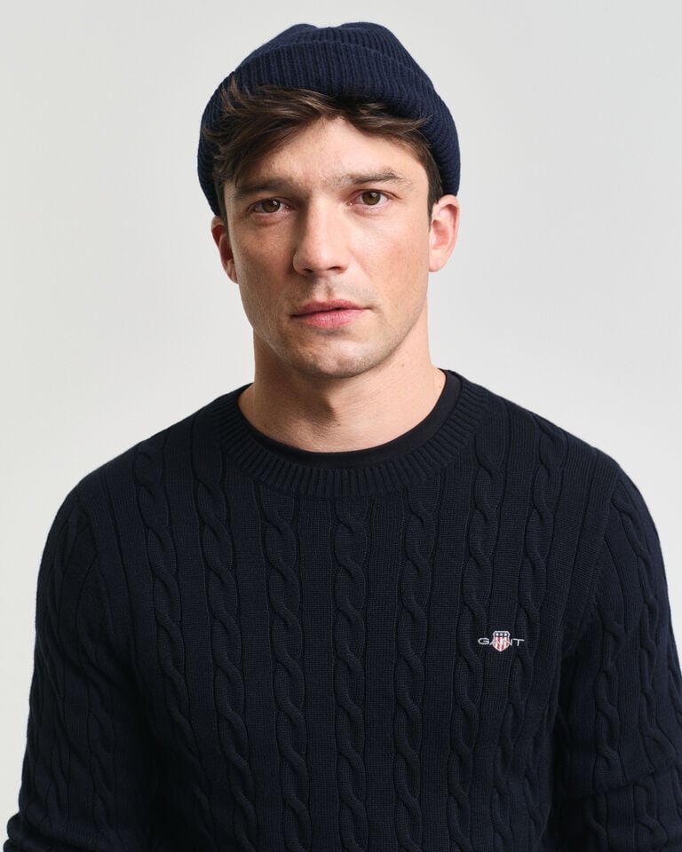 Gant Jersey de cuello redondo y punto de ochos en algodón Precio ultrabajo