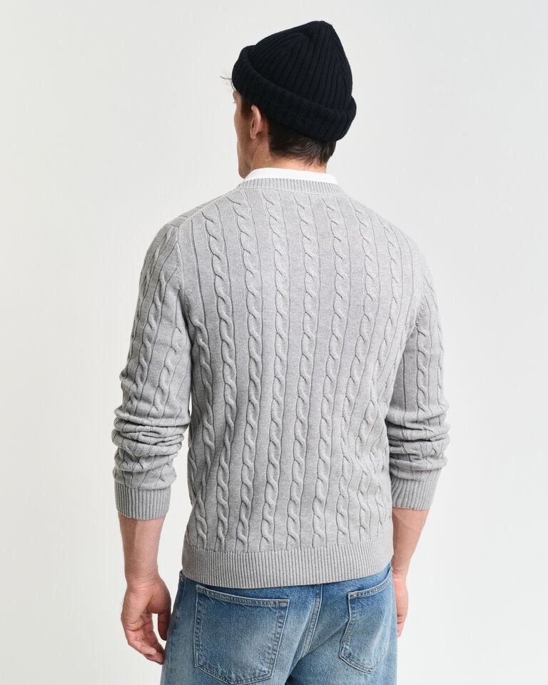 Gant Jersey de cuello redondo y punto de ochos en algodón Outlet